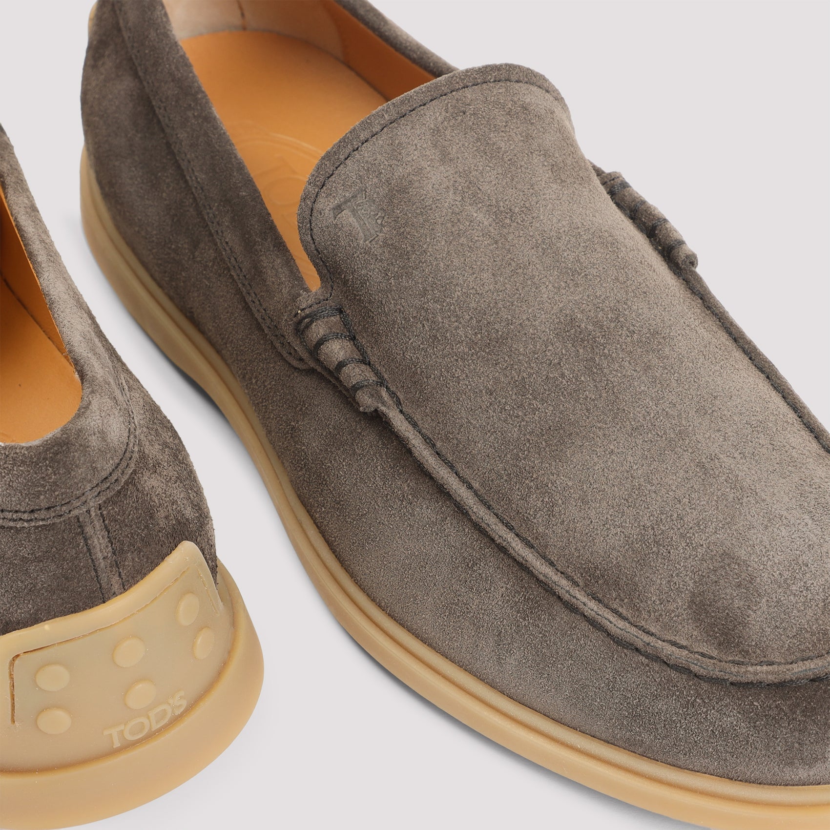 Suede Leather Loafers Brown Rubber