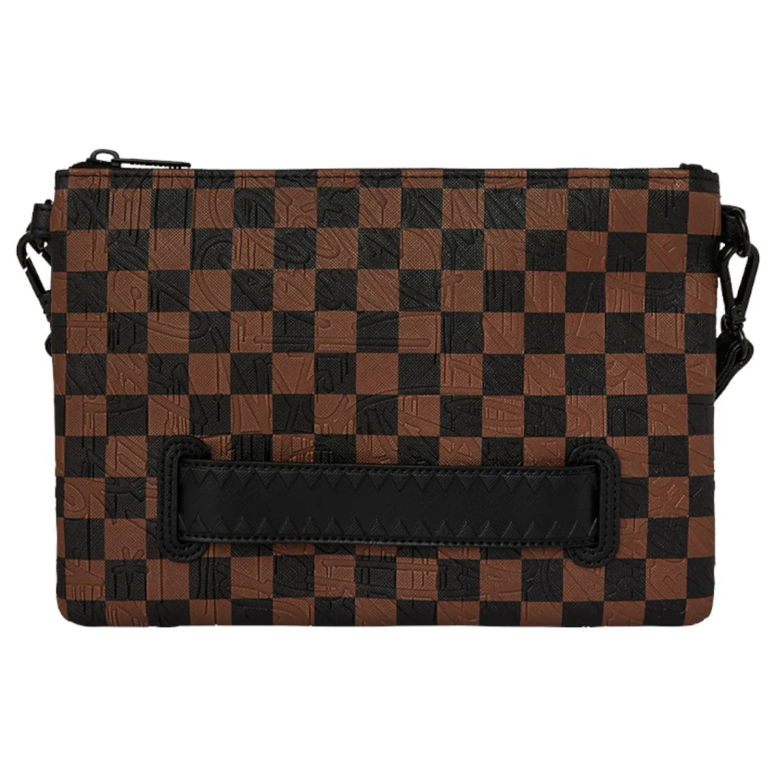 Check 2 Emboss Crossover Clutch Brown Polyvinyl Chloride Bag