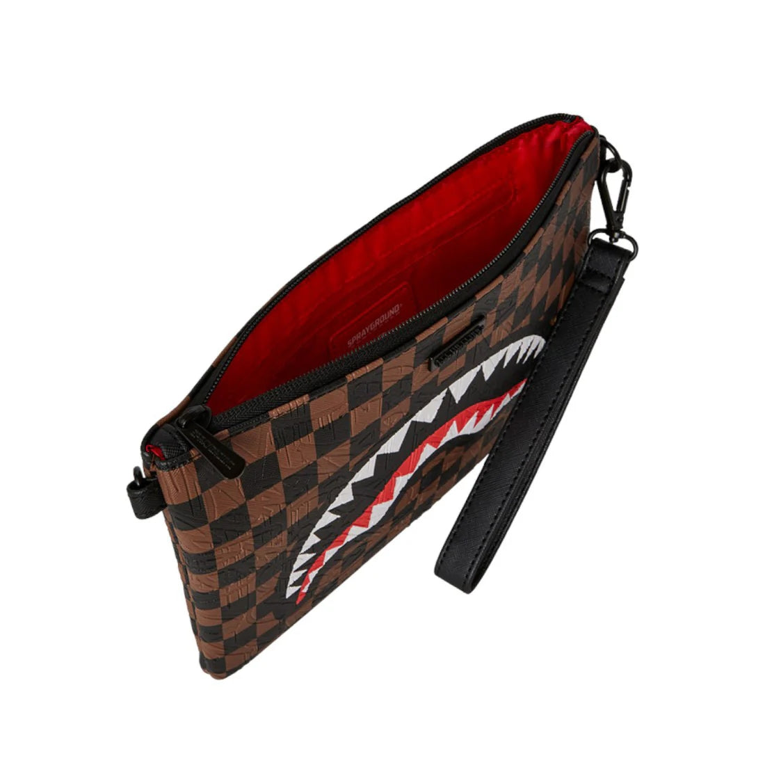 Check 2 Emboss Crossover Clutch Brown Polyvinyl Chloride Bag