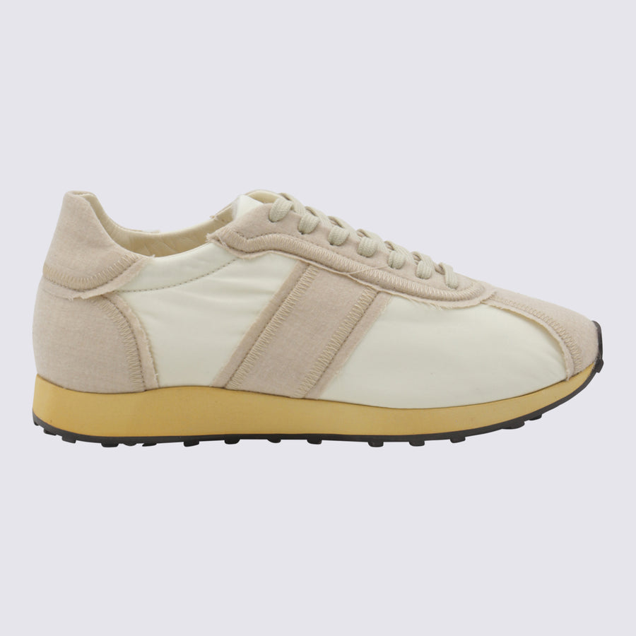 The Row Canvas and suede upper; rubber sole sneaker in beige