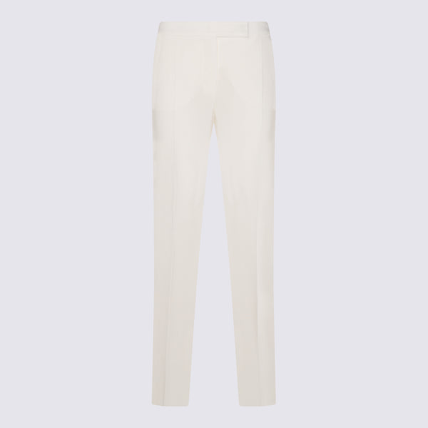 Max Mara 64% cotton trousers in white