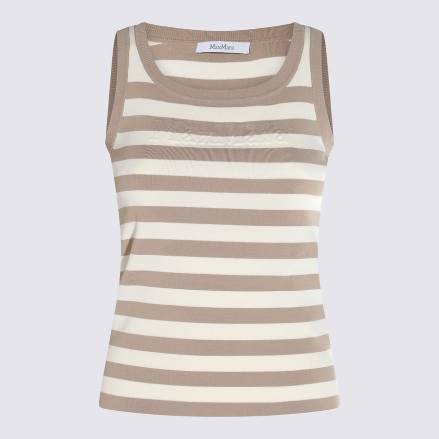 Max Mara 65% Virgin Wool tank top in beige