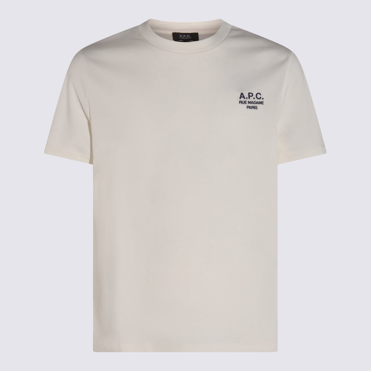 A.P.C. T-shirts and Polos White/dark Navy _100 % Co