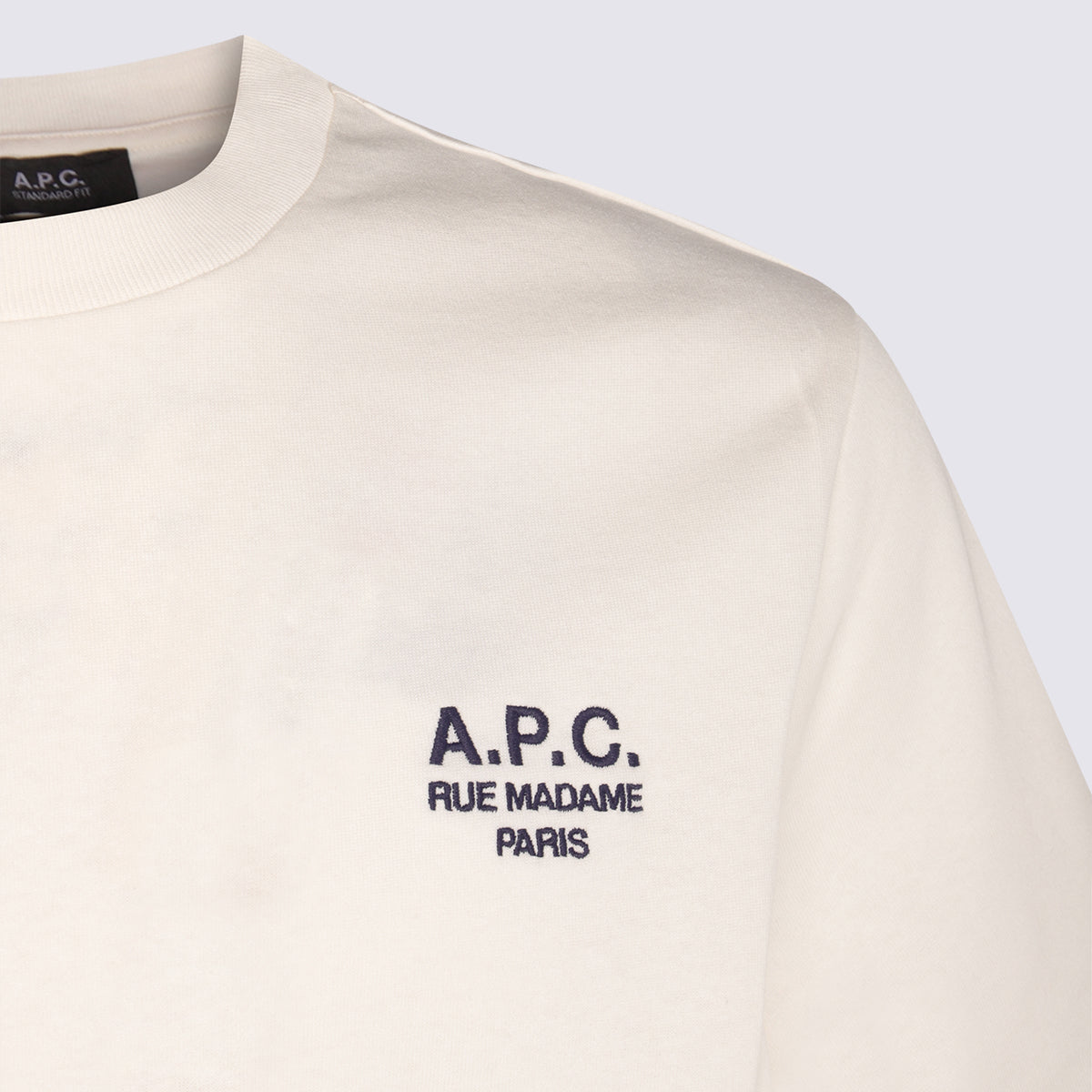 A.P.C. T-shirts and Polos White/dark Navy _100 % Co