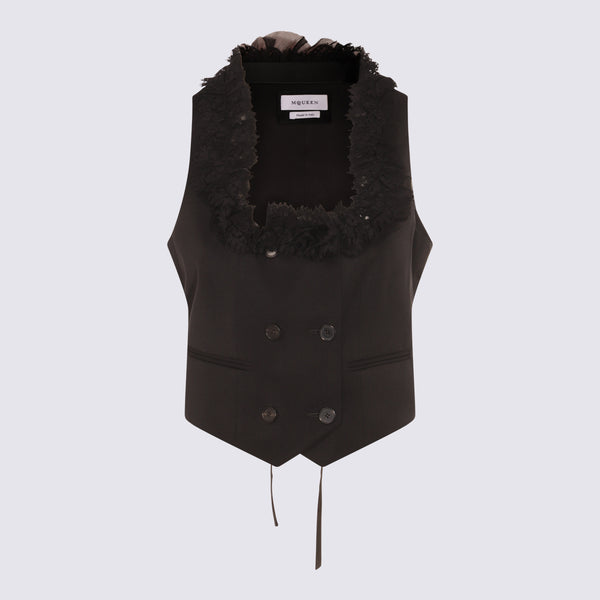 Alexander McQueen 100% Wool vest in black