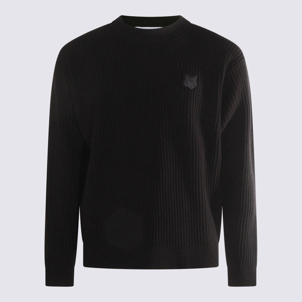 Maison Kitsune' 100% Wool sweater in black