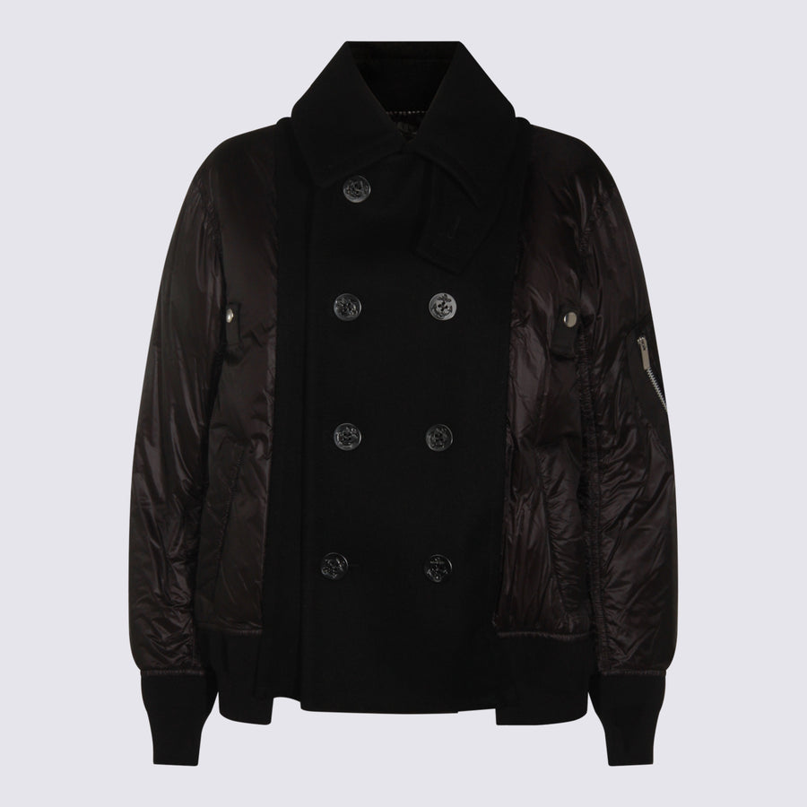 Sacai 100% Wool coat in black