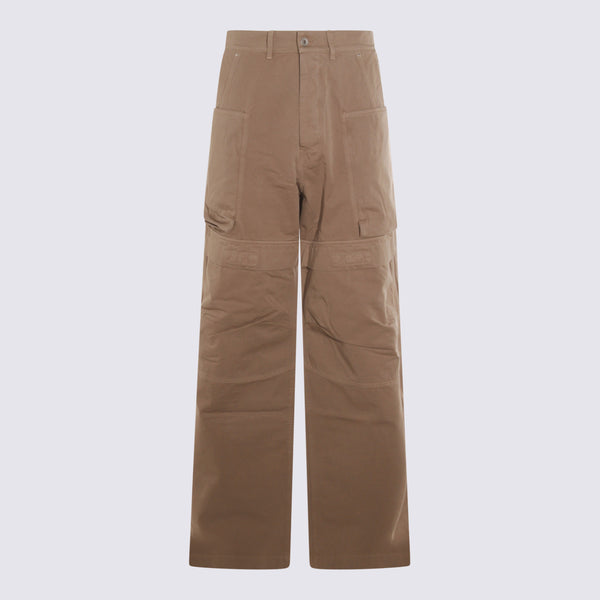 Rick Owens Drkshdw 100% Cotton cargo pants in beige