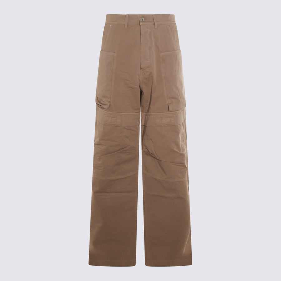 Rick Owens Drkshdw 100% Cotton cargo pants in beige