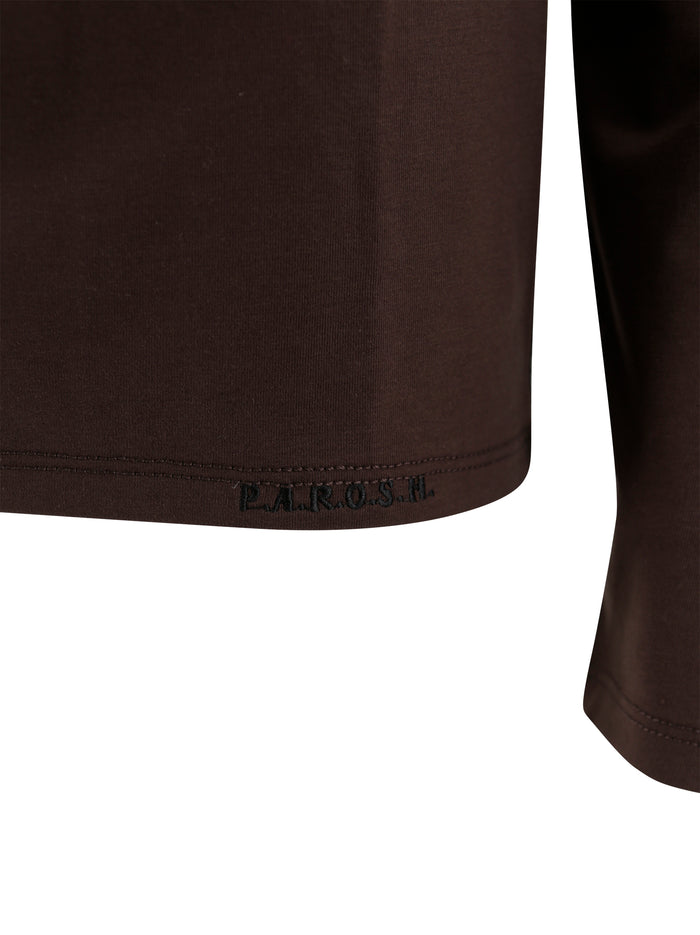 Parosh T-shirts and Polos Dark Brown Cotone Elastane