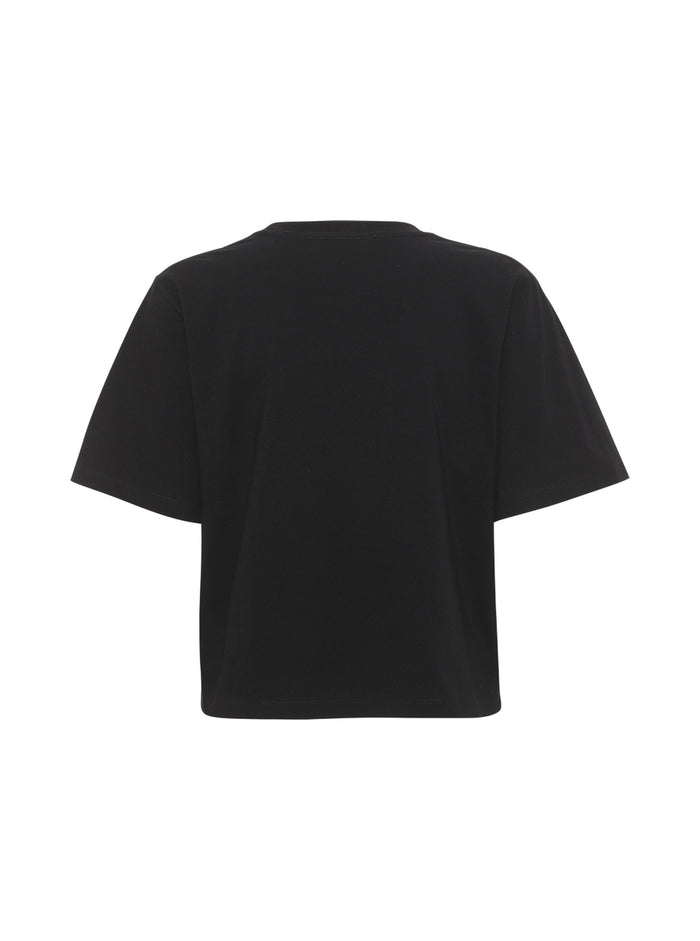 Aster Black Organic Cotton T-Shirt With Logo Tshirts And Polo Shirts