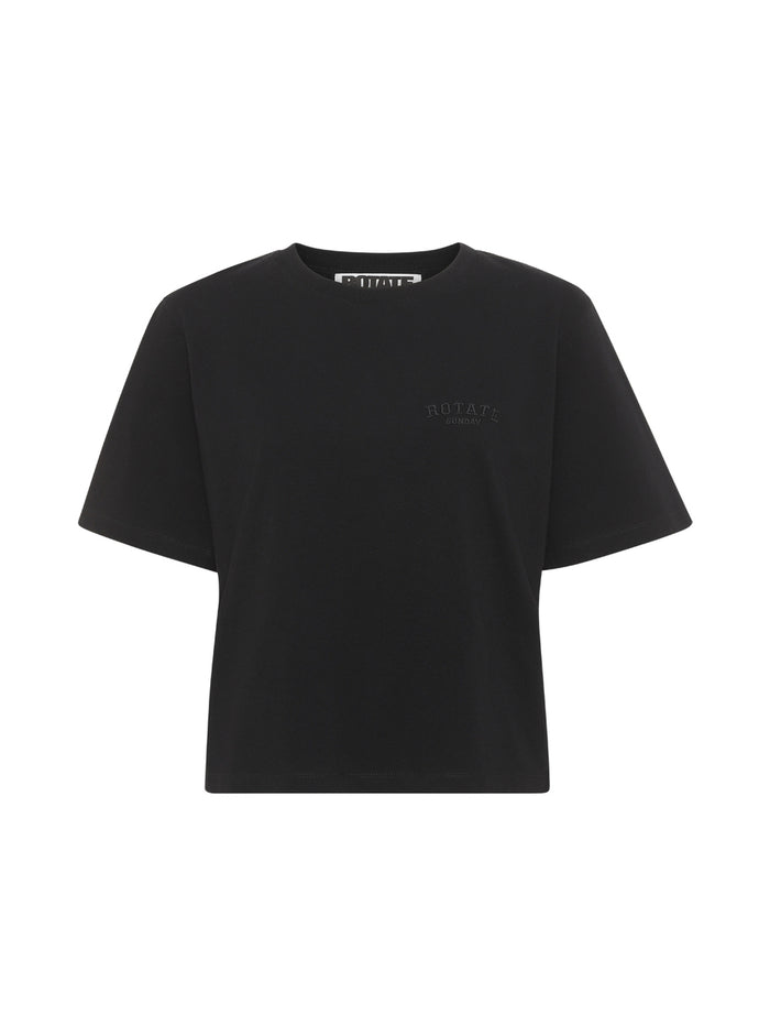 Aster Black Organic Cotton T-Shirt With Logo Tshirts And Polo Shirts