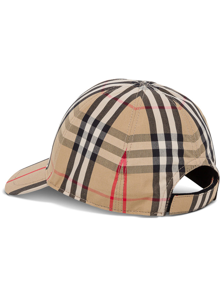 Vintage Check Cotton Hat Beige And Gloves