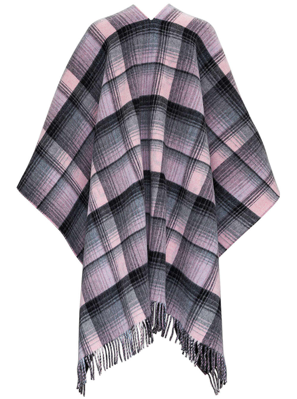 Gg Reversible Wool Cape Grey Coat