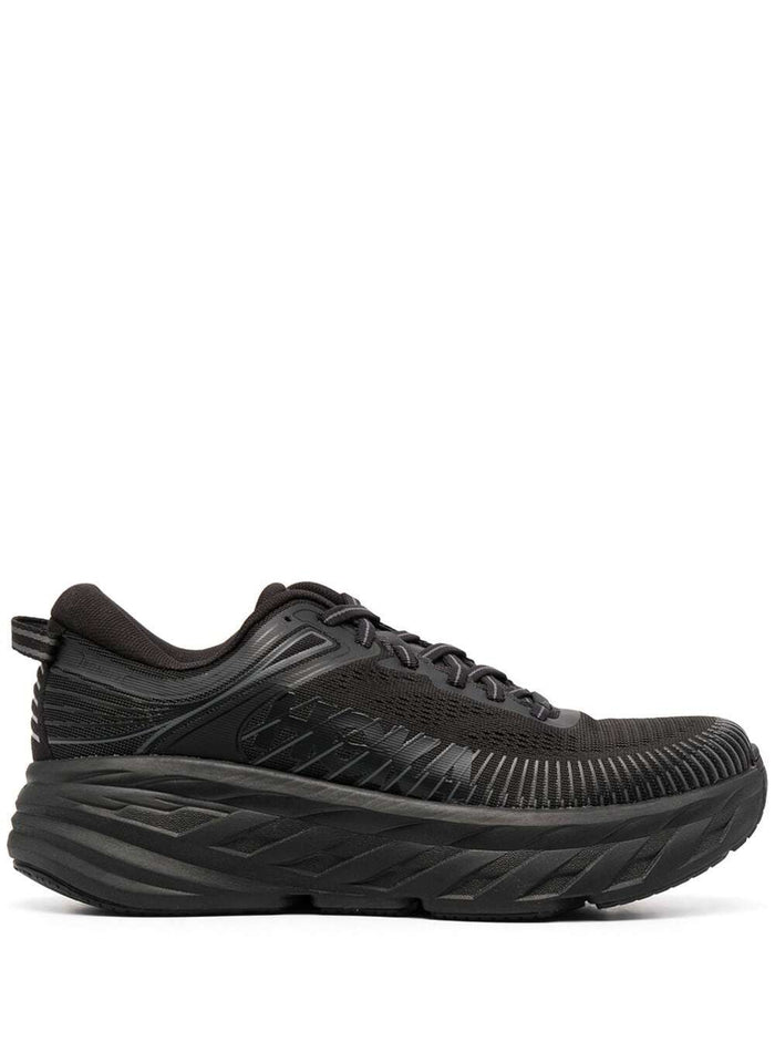 Black Fabric And Rubber Sneakers With Embossed Finishes Textile Synthetic