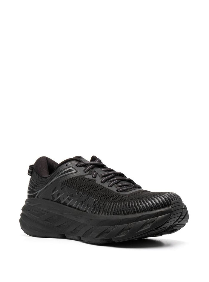 Black Fabric And Rubber Sneakers With Embossed Finishes Textile Synthetic