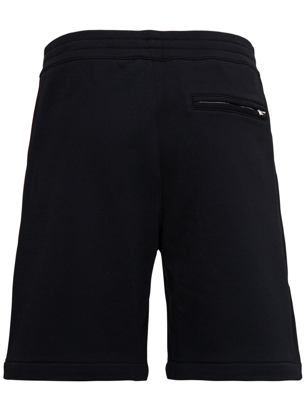 Black Jersey Bermuda Shorts With Side Logo Cotton And