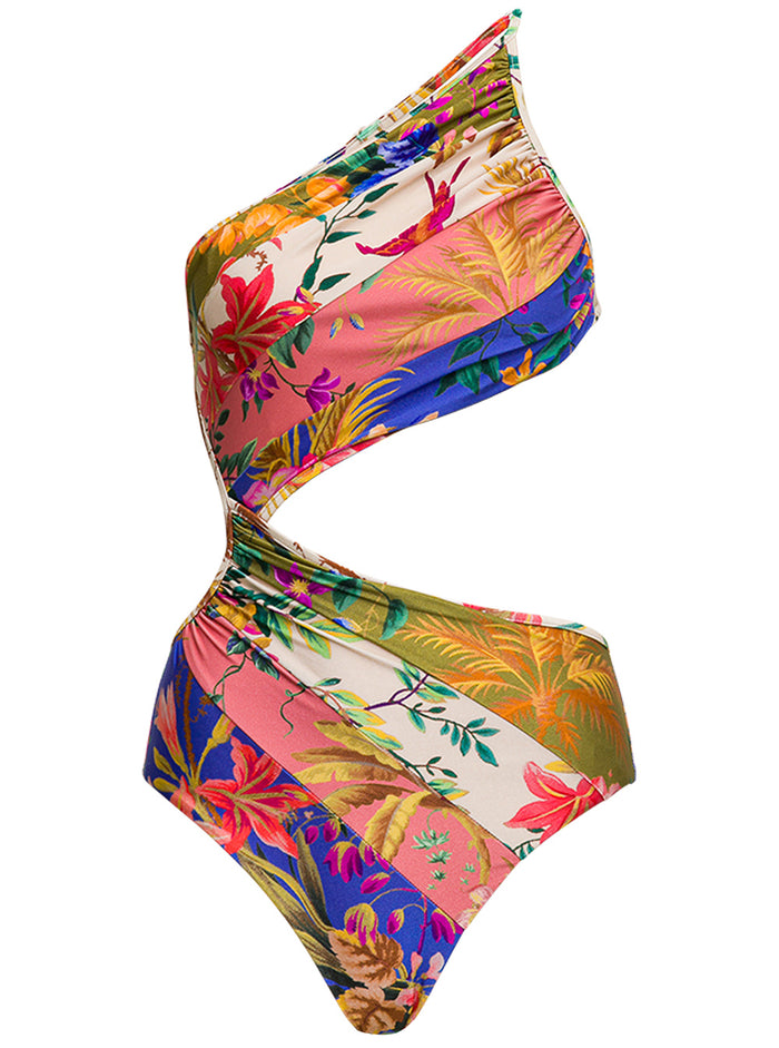 Tropicana Multicolor One Shoulder Swimsuit Polyamide Elastane Beachwear