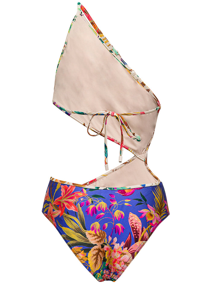 Tropicana Multicolor One Shoulder Swimsuit Polyamide Elastane Beachwear