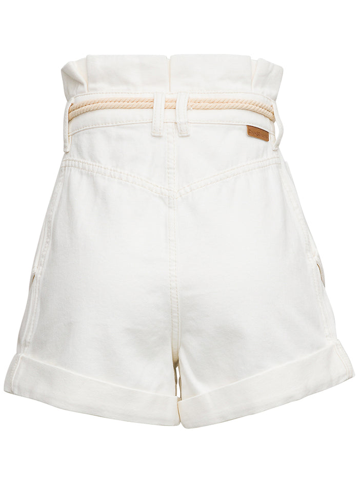 Tropicana Denim Bermuda Shorts With Belt White Cotton And