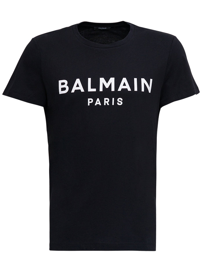 Black Cotton T-Shirt With Logo Print Tshirts And Polo Shirts