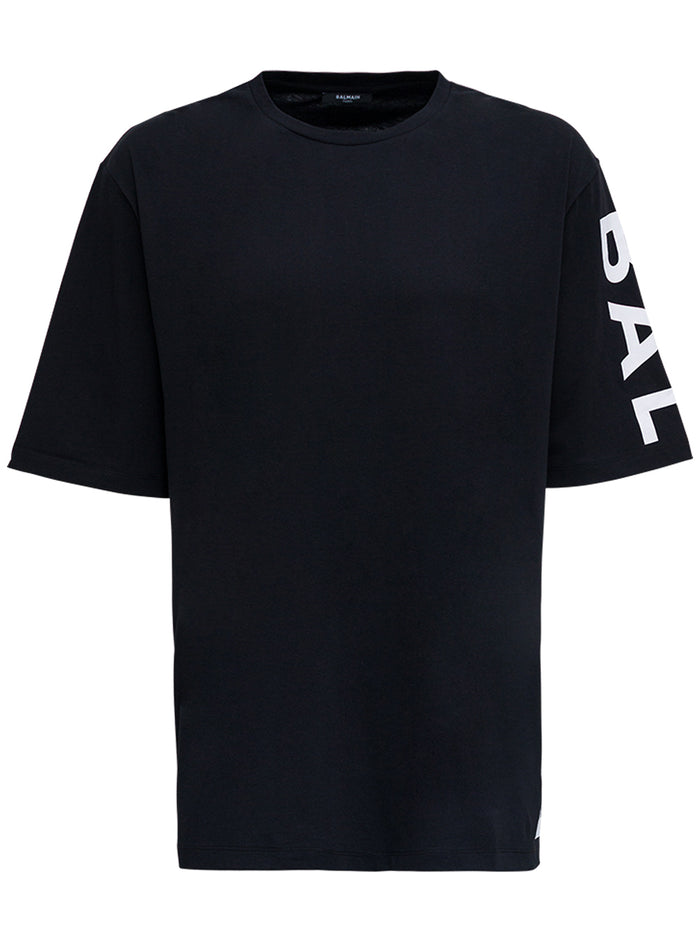 Black Cotton T-Shirt With Logo Print Tshirts And Polo Shirts