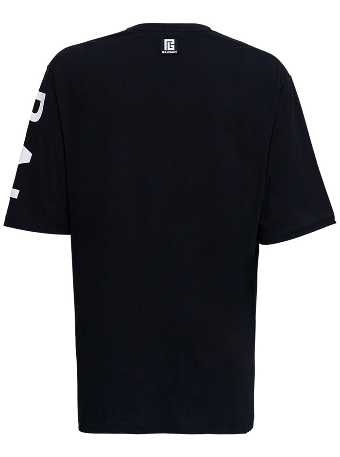Black Cotton T-Shirt With Logo Print Tshirts And Polo Shirts