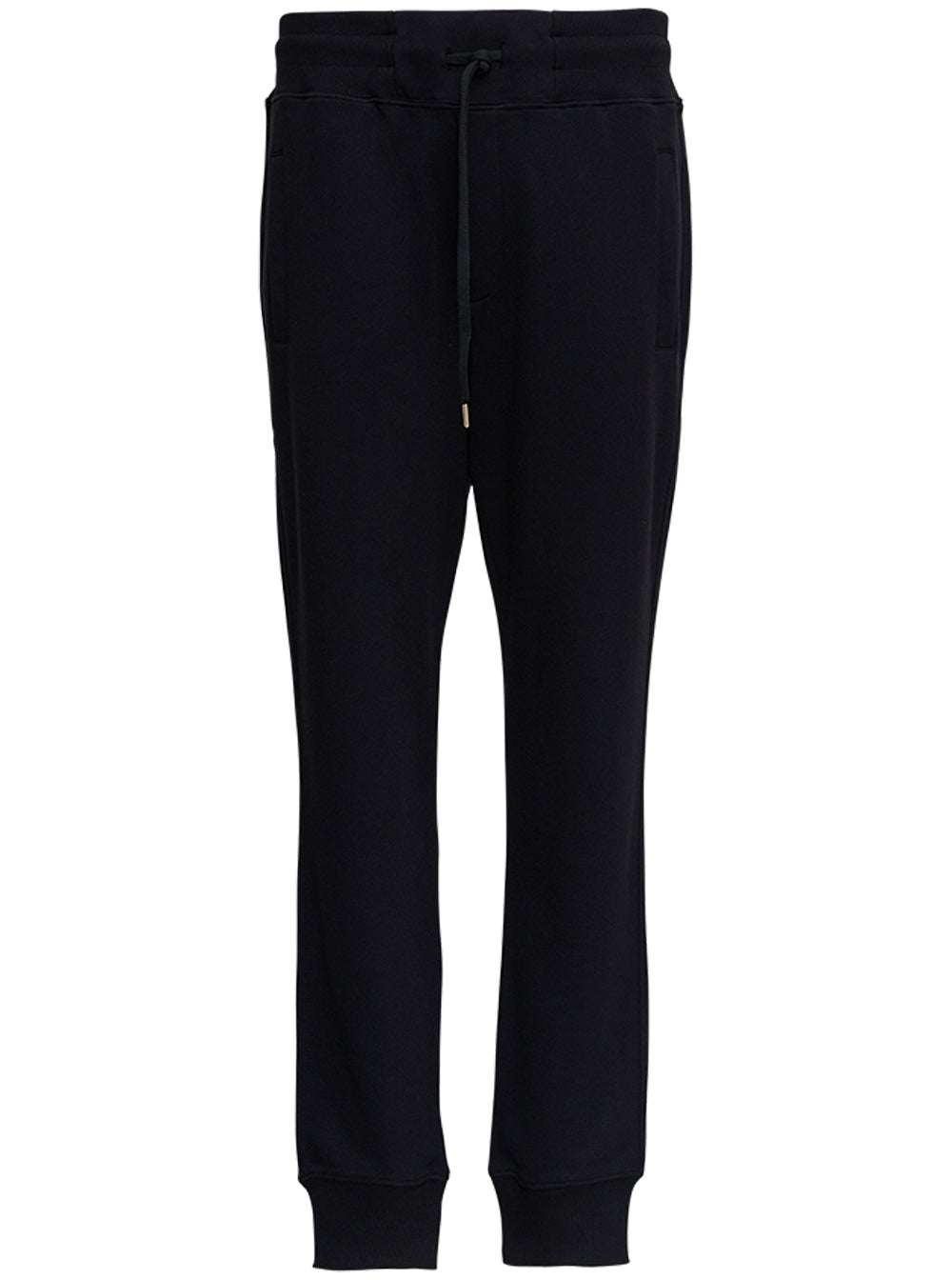 Black Cotton Joggers With Back Logo Print Trousers