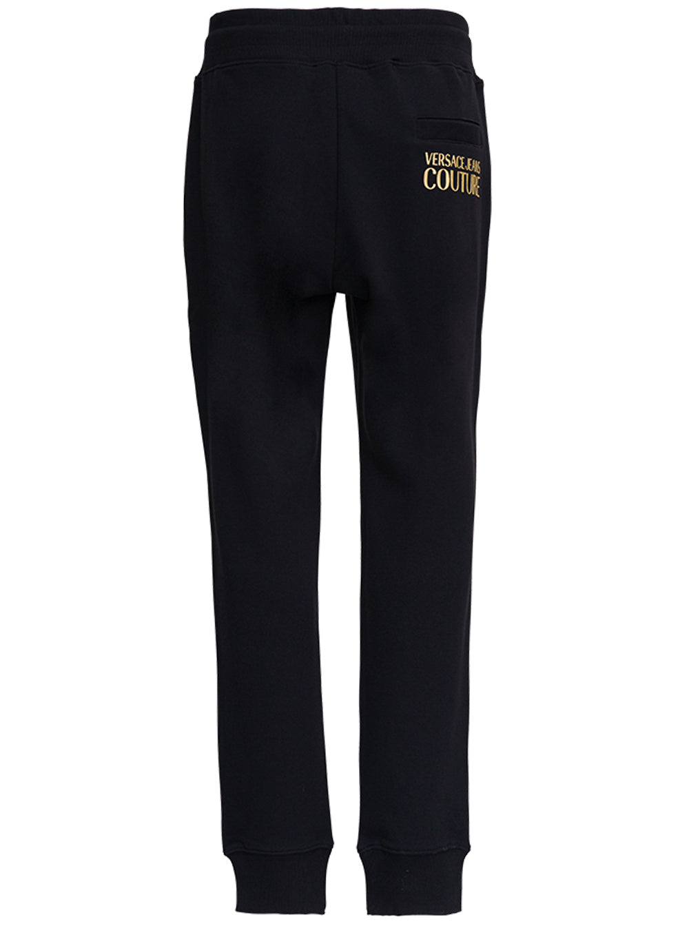 Black Cotton Joggers With Back Logo Print Trousers