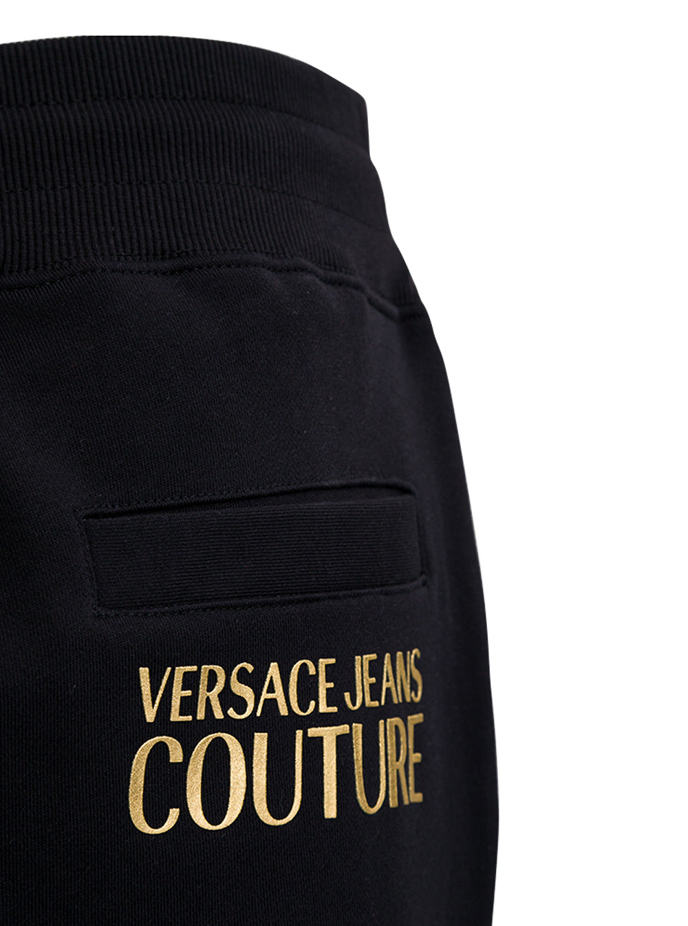 Black Cotton Joggers With Back Logo Print Trousers