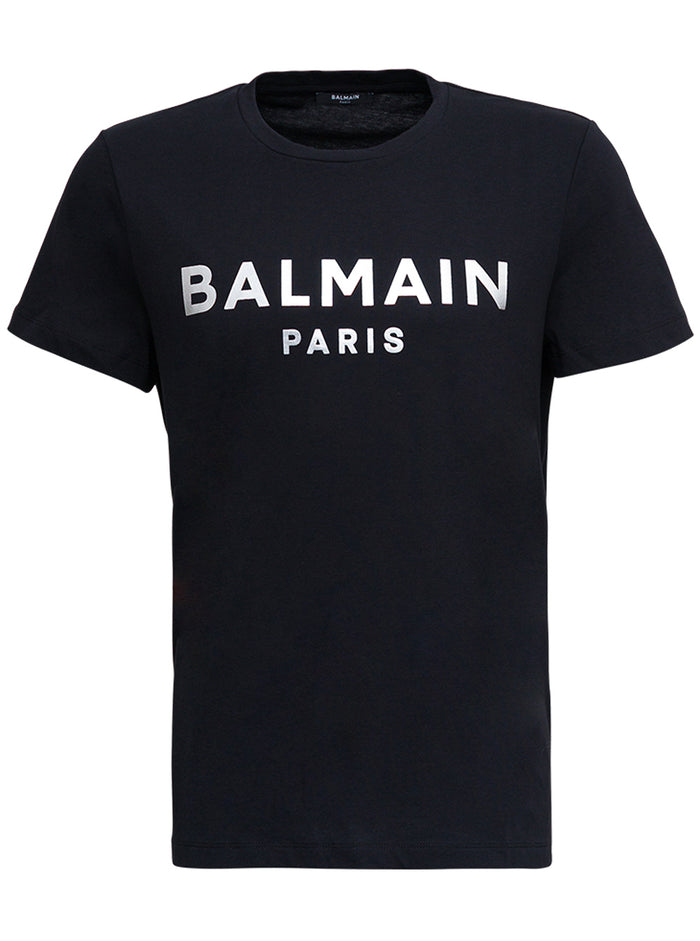 Black Cotton T-Shirt With Logo Print Tshirts And Polo Shirts