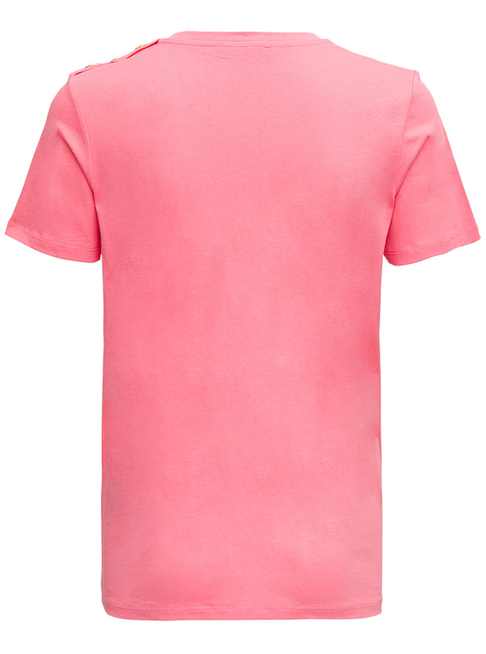 Pink Cotton T-Shirt With Logo Print Tshirts And Polo Shirts