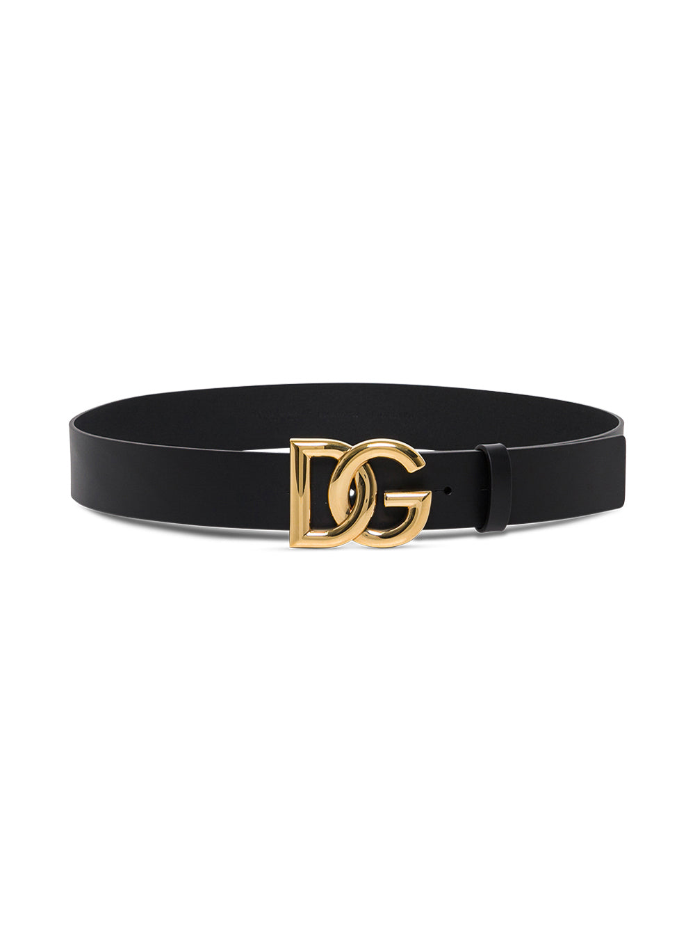 Black Leather Belt With Logo Buckle Calf