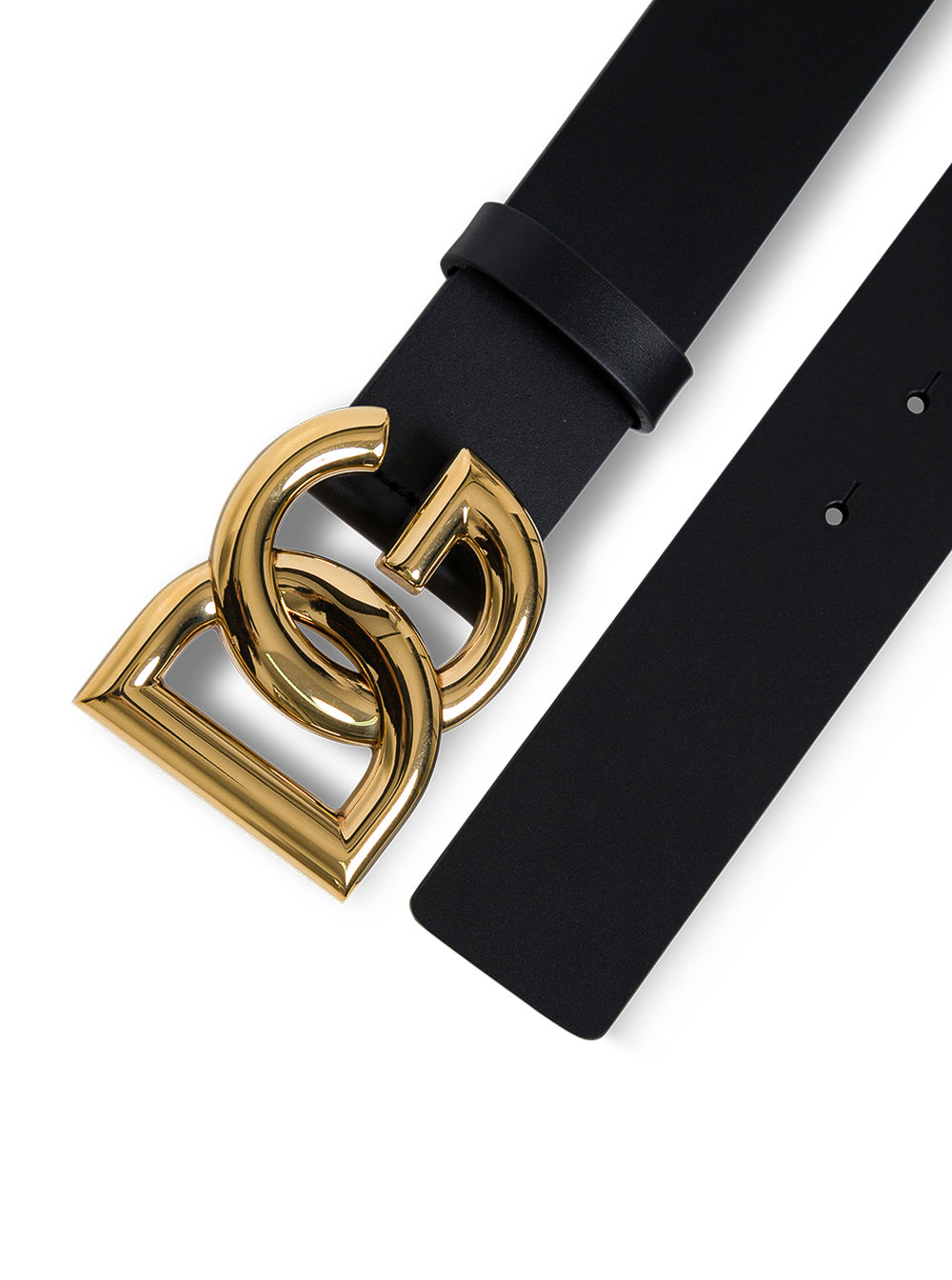 Black Leather Belt With Logo Buckle Calf