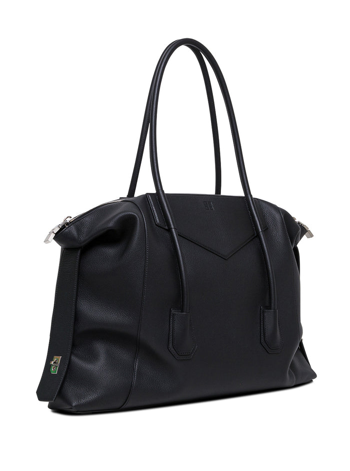 Antigona Lock Soft Black Leather Handbag Goat Shoulder Bags