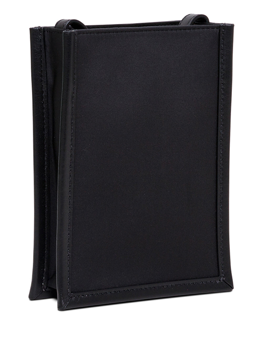 Fabric And Leather Crossbody Bag With Logo Print Black Polyester