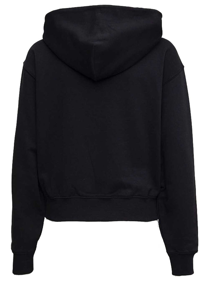 Black Cotton Hoodie With Logo Patch Sweatshirts