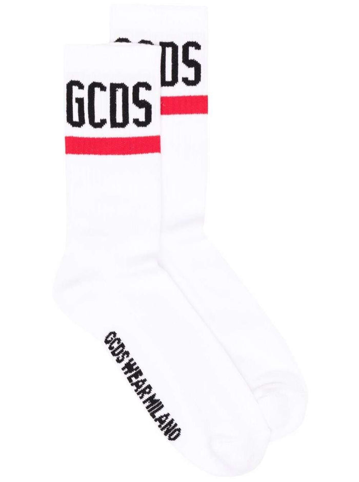 White Cotton Socks With Logo Polyester Elastane Underwear