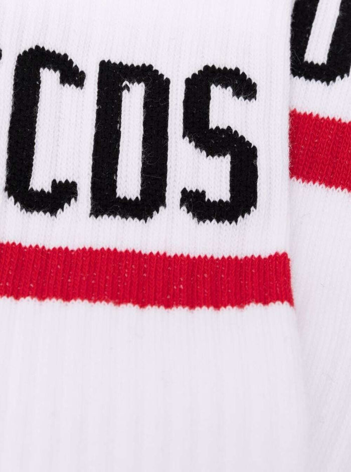 White Cotton Socks With Logo Polyester Elastane Underwear