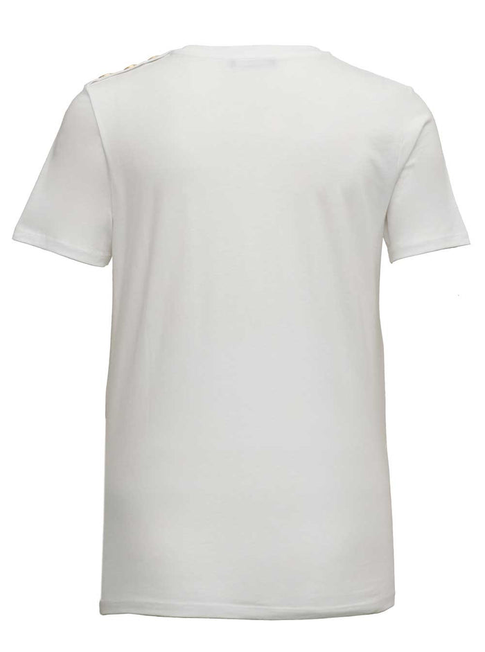 White Cotton T-Shirt With Logo Print Tshirts And Polo Shirts