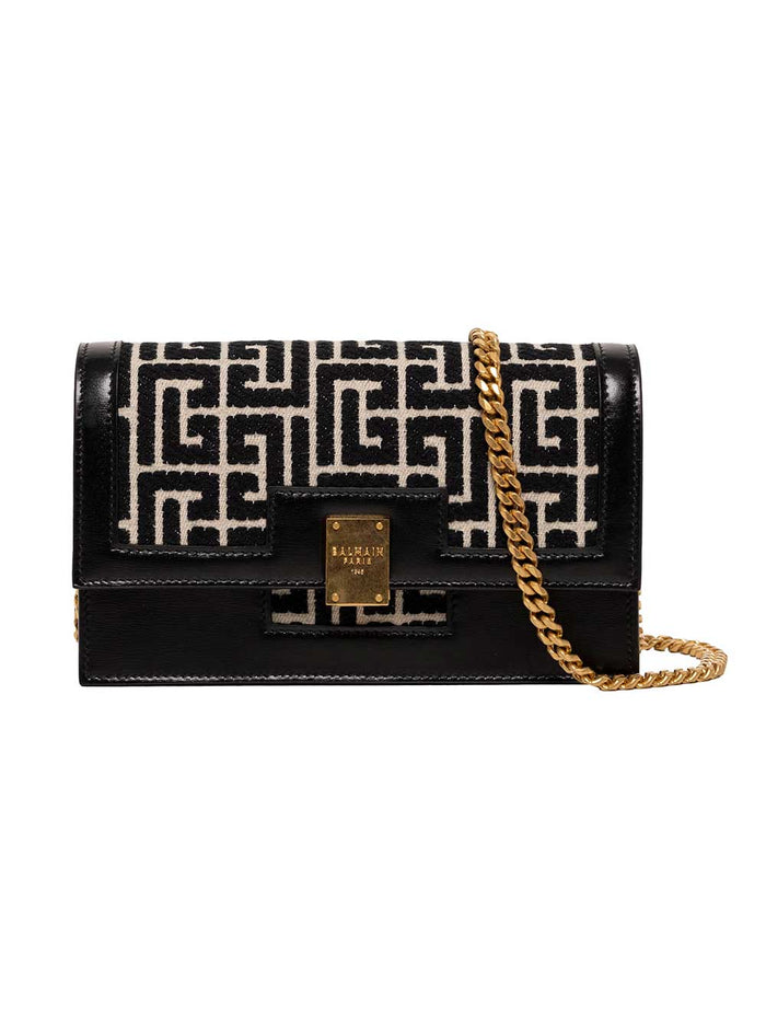 1945 Monogram Jacquard Crossbody Bag Black Cotton Polyester