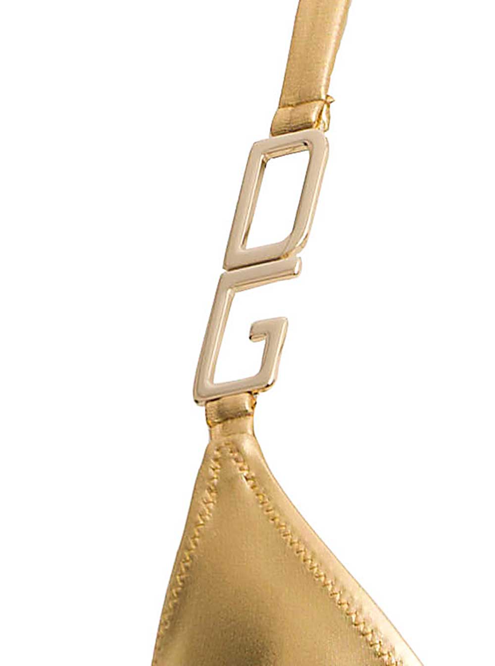 Gold Colored Bikini With Dg Logo Metallic Polyester Elastane Beachwear