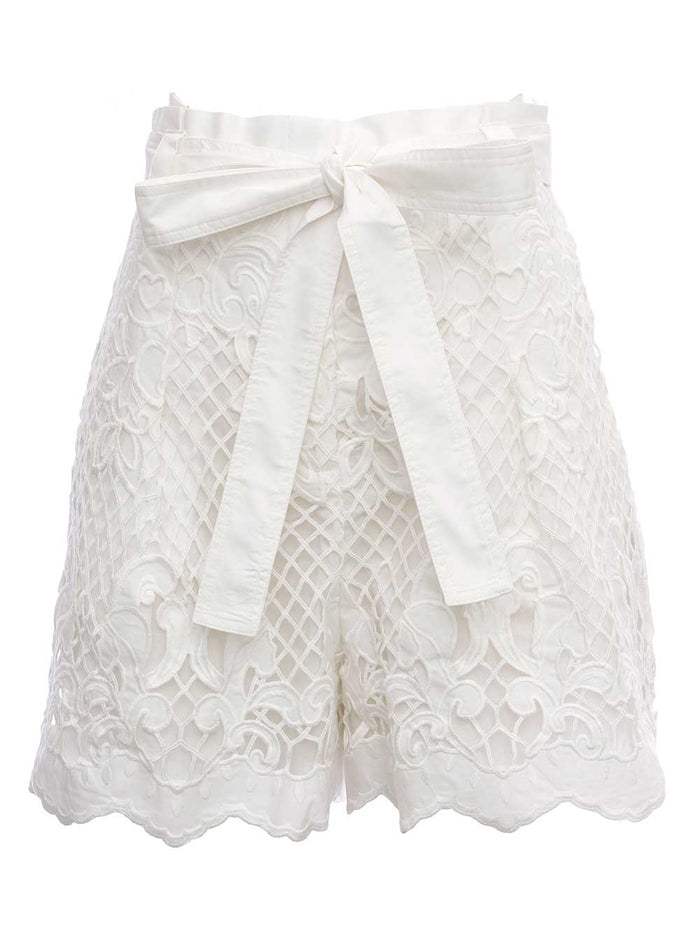 White Sangallo Cotton Shorts And Bermuda