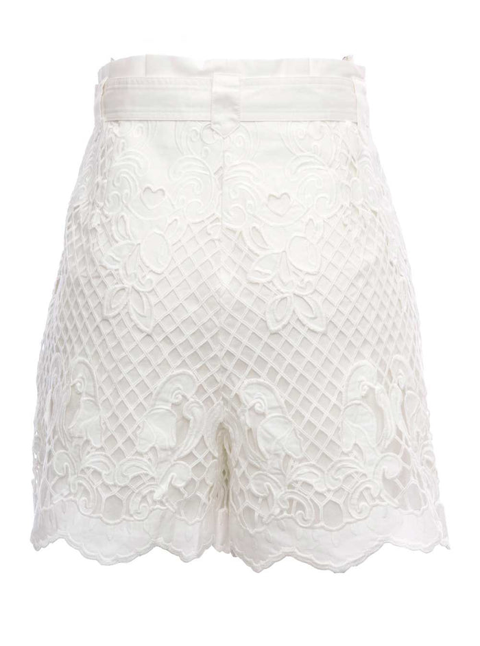 White Sangallo Cotton Shorts And Bermuda