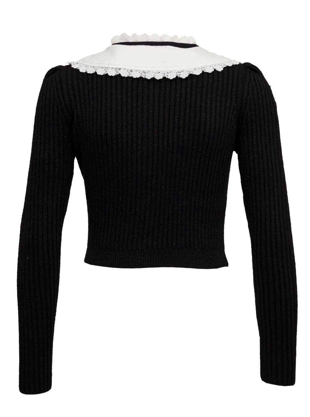Black Wool And Cotton Lurex Cardigan Metallic Jersey