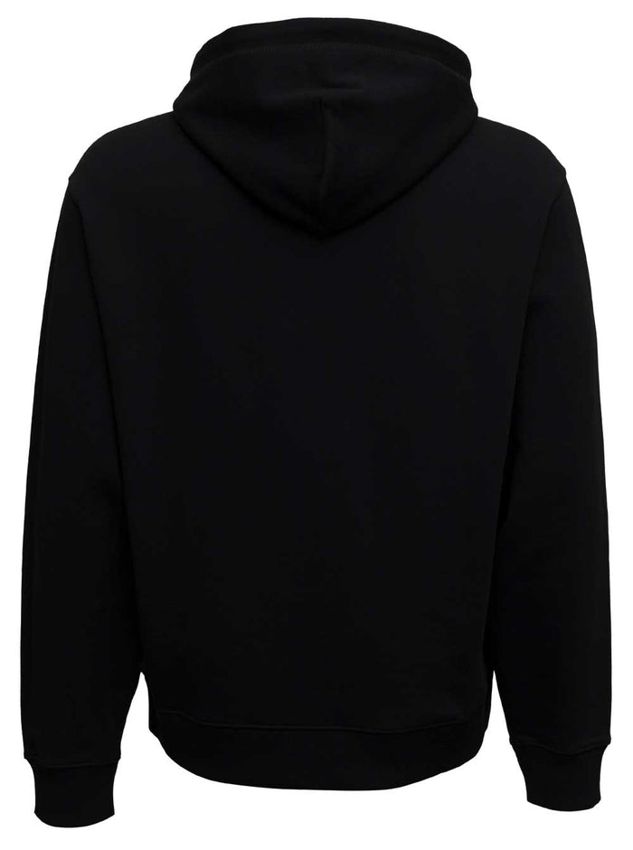 Black Jersey Hoddie With Logo Patch Cotton Sweatshirts