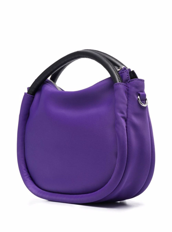Purple Shoulder Bag With Logo Violet Recycled Polyamide Cow Crossbody