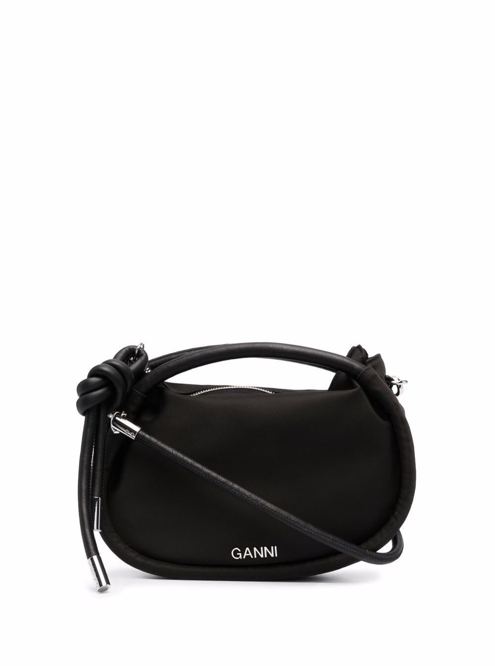 Recycled Fabric Crossbody Bag With Knot Detail Black Polyamide Cow