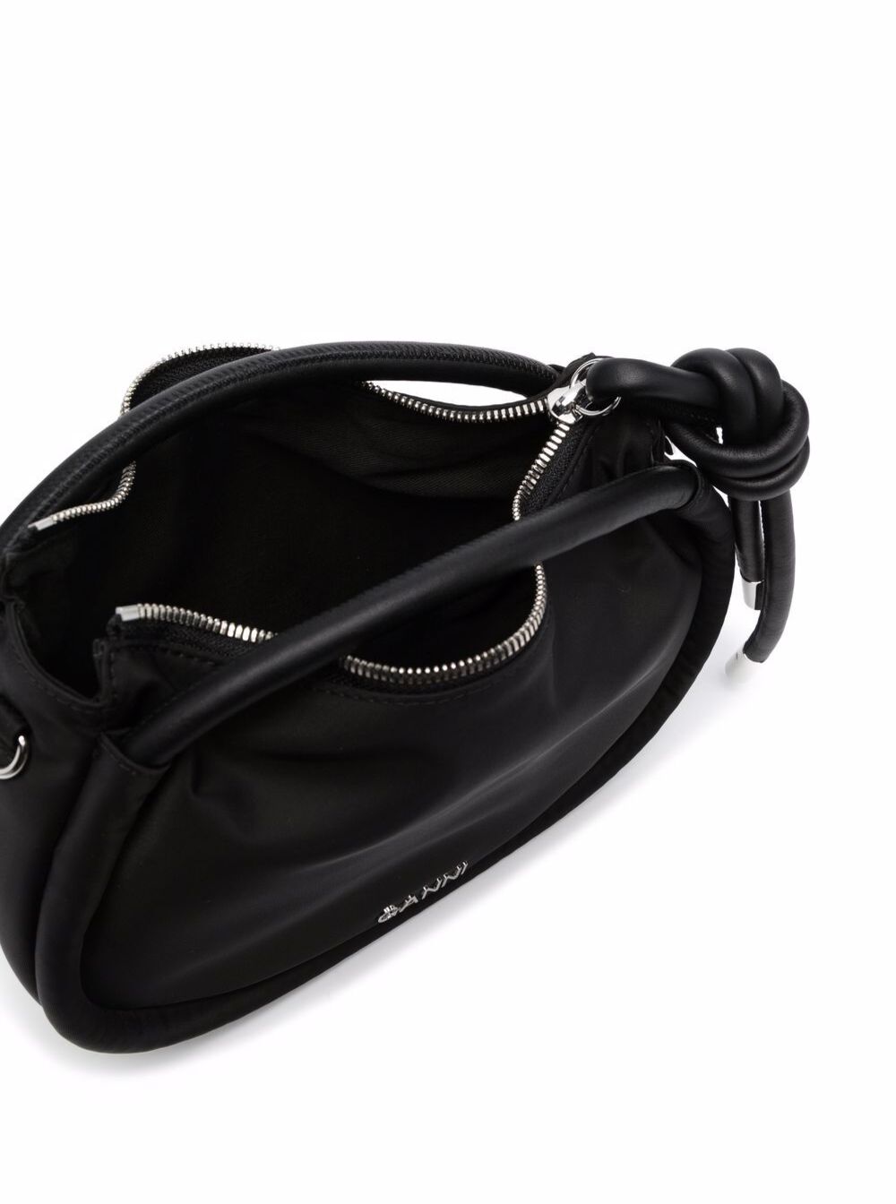 Recycled Fabric Crossbody Bag With Knot Detail Black Polyamide Cow