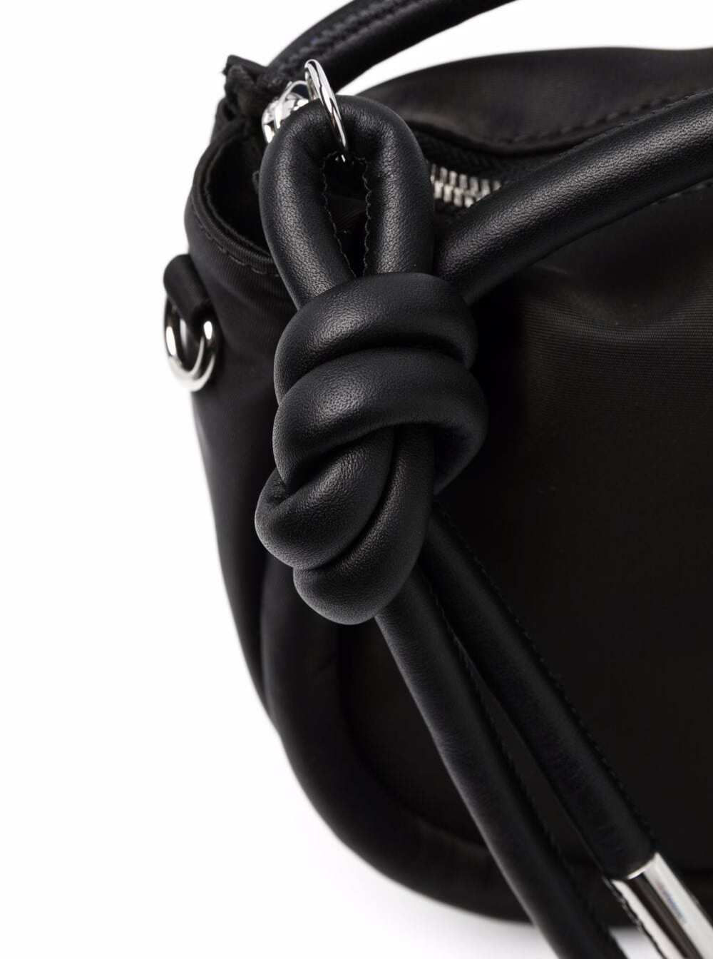 Recycled Fabric Crossbody Bag With Knot Detail Black Polyamide Cow